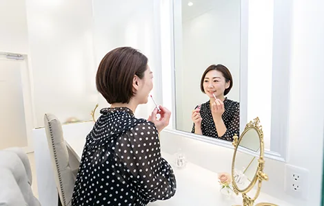 施術後のパウダールームでの様子