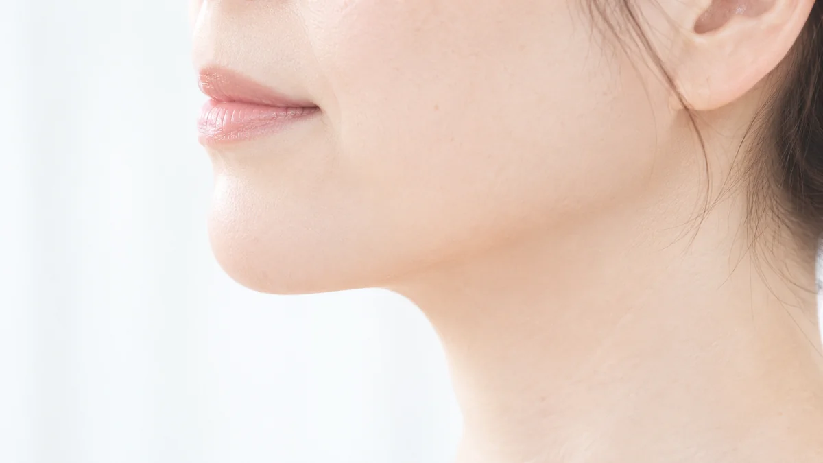 下唇からあご先、耳の下へ続く輪郭の横顔（イメージ）
