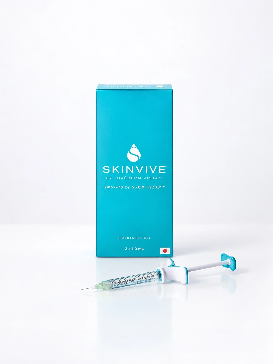 スキンバイブ by ジュビダームビスタの箱（2×1.0mL）とシリンジ